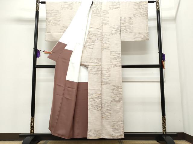平和屋着物●上質な紬 市松吉祥文 金彩 正絹 逸品 CAAQ9071vf