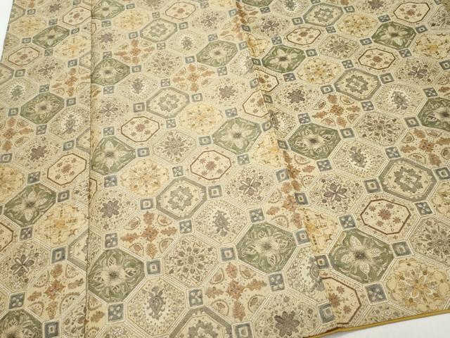 平和屋着物●上質な紬 蜀江吉祥花文 正絹 逸品 CAAQ9080vf