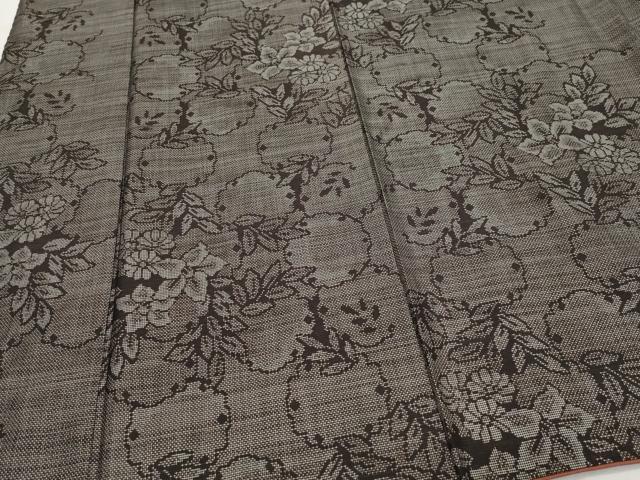 平和屋着物●本場大島紬 9マルキ 泥染め 雪輪草花文 正絹 逸品 CAAQ9104vf