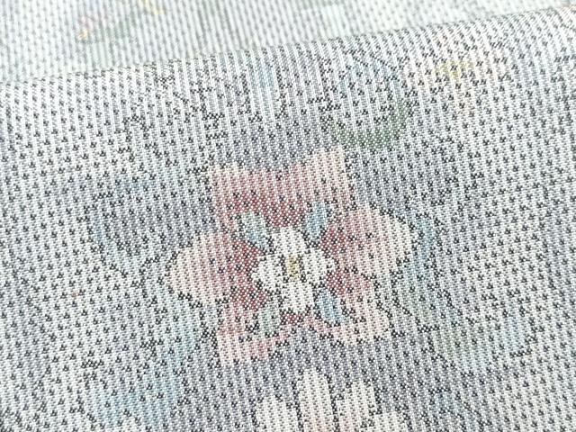 平和屋着物●本場大島紬 白大島 7マルキ 花唐草間道 正絹 逸品 CAAQ9142vf