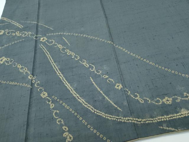 平和屋着物●訪問着 絞り 紬地 花唐草文 正絹 逸品 CAAQ9143vf