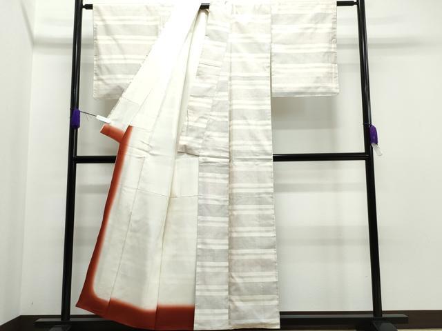 平和屋着物●本場大島紬 白大島 100亀甲 横段文 正絹 逸品 CAAQ9170vf