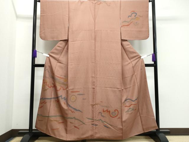 平和屋着物●東京手描友禅 安達雅一 訪問着 遠山吉祥文 正絹 逸品 CAAQ9173vf