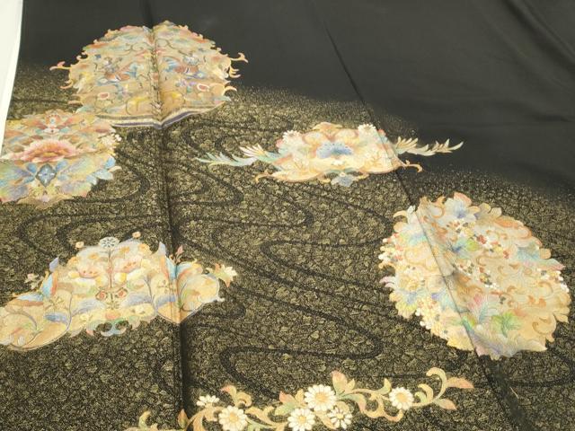 平和屋着物●豪華黒留袖 作家物 動物狩猟文 暈し染め 金彩 正絹 逸品 CAAQ9423th