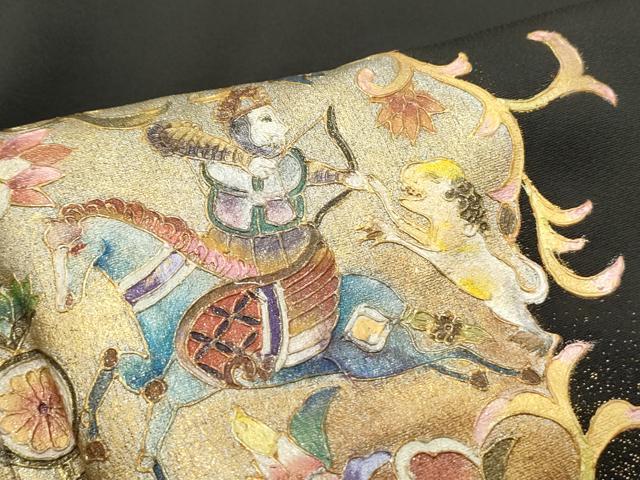 平和屋着物●豪華黒留袖 作家物 動物狩猟文 暈し染め 金彩 正絹 逸品 CAAQ9423th