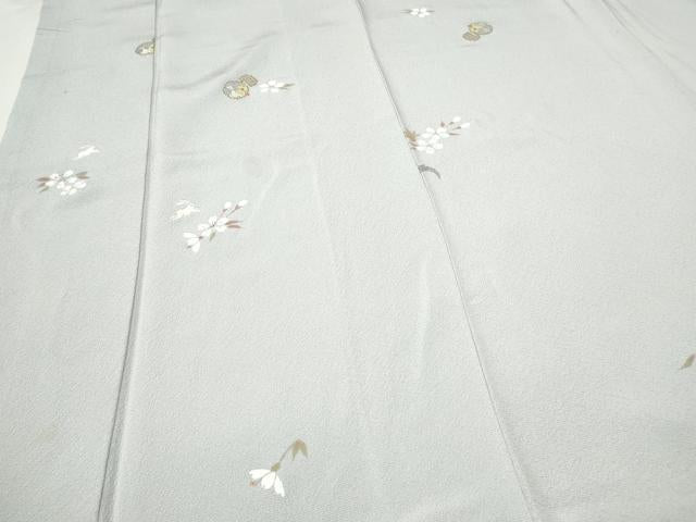 平和屋着物●上質な小紋 作家物 手描き 刺繍 跳兎 草花丸文 金糸 正絹 逸品 CAAQ9455th