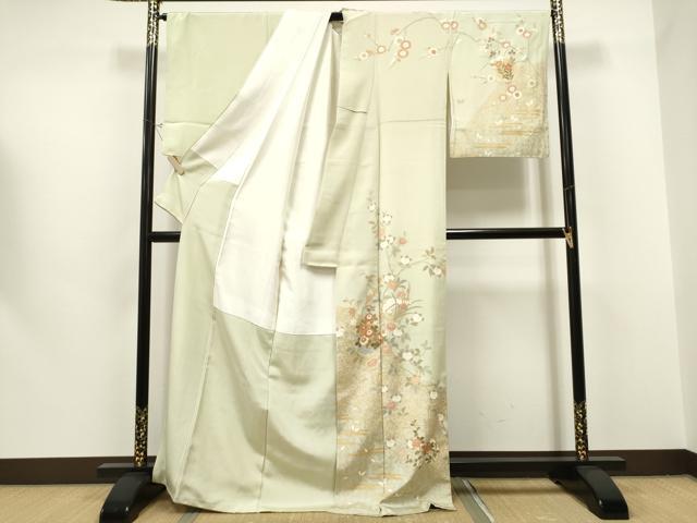 平和屋着物●訪問着 雪輪花蝶文 暈し染め 金彩 正絹 逸品 CAAR1268hy