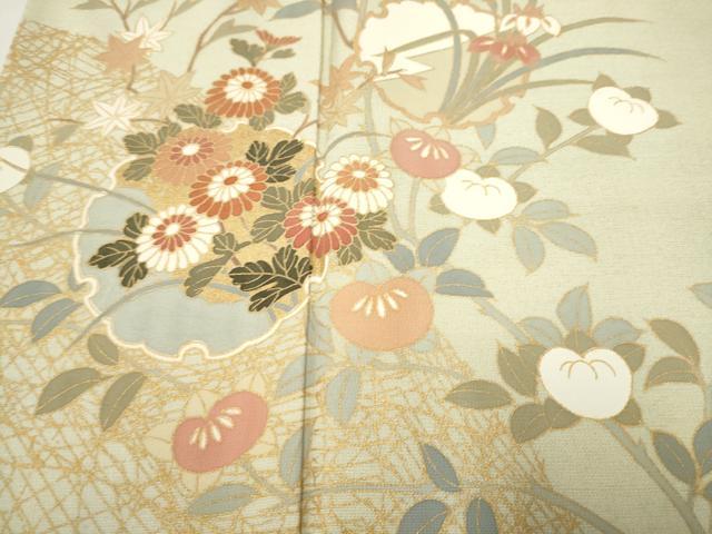 平和屋着物●訪問着 雪輪花蝶文 暈し染め 金彩 正絹 逸品 CAAR1268hy