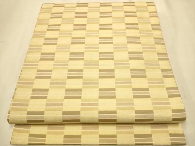 平和屋着物●全通柄袋帯 変わり市松文様 正絹 逸品 CAAR1459hy