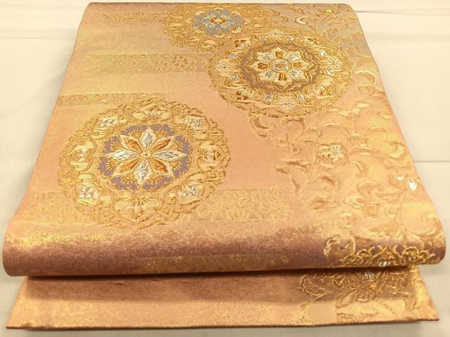 平和屋着物◎六通柄袋帯 正倉院花文 金銀糸 引箔 正絹 逸品 CAAR1654nb