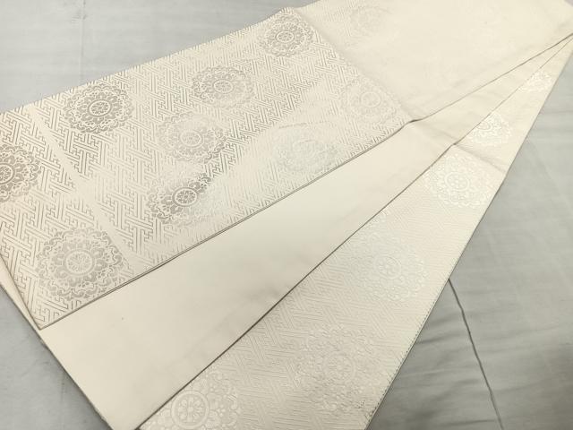 平和屋着物◎全通柄袋帯 紗綾形地紋 舞花文 正絹 逸品 CAAR1761nb
