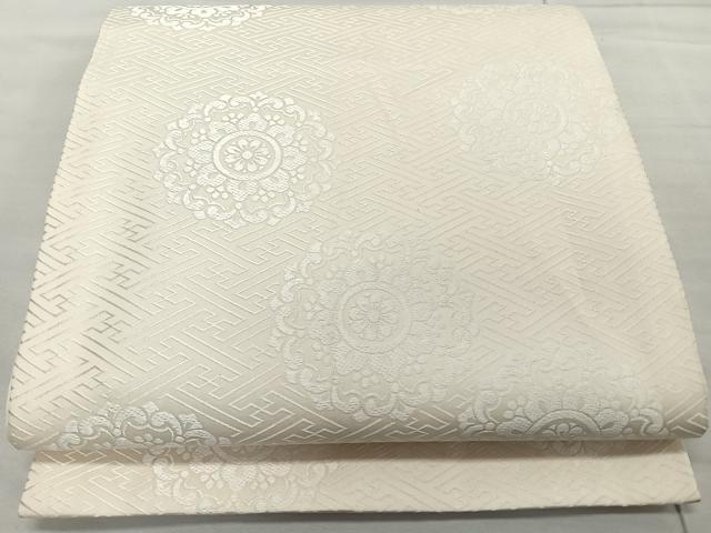 平和屋着物◎全通柄袋帯 紗綾形地紋 舞花文 正絹 逸品 CAAR1761nb