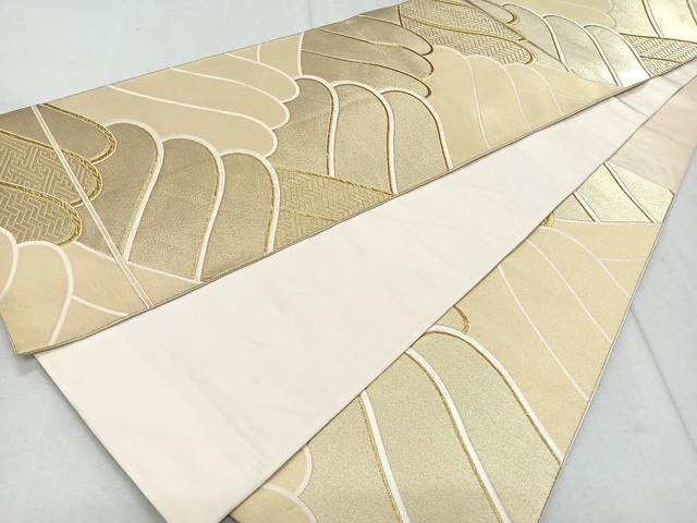 平和屋着物◎六通柄袋帯 唐織 立波文 金糸 正絹 逸品 CAAR1989nb