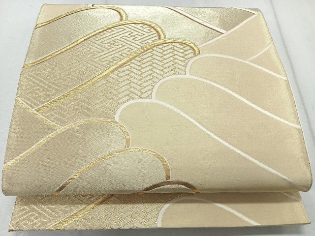 平和屋着物◎六通柄袋帯 唐織 立波文 金糸 正絹 逸品 CAAR1989nb