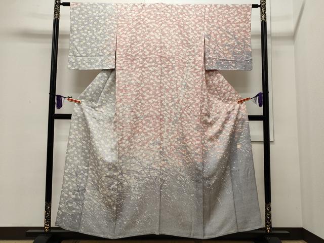 平和屋着物▽訪問着 単衣 作家物 草花文 金彩 正絹 逸品 CAAR4905ut