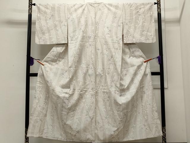 平和屋着物▽上質な紬 単衣 枝花文 正絹 逸品 CAAR4920ut