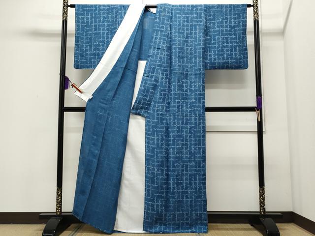 平和屋着物▽十代目 歌舞伎役者 坂東三津五郎 小紋 単衣 草花格子柄 正絹 逸品 CAAR5002ut