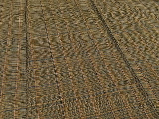 平和屋着物▽上質な紬 単衣 格子柄 正絹 逸品 CAAR6224kb