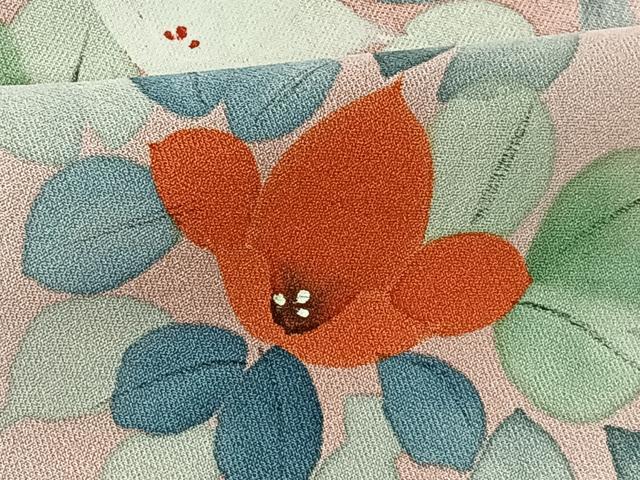平和屋着物▽上質な小紋 単衣 手描き 枝花文 正絹 逸品 CAAR6236kb