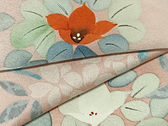平和屋着物▽上質な小紋 単衣 手描き 枝花文 正絹 逸品 CAAR6236kb
