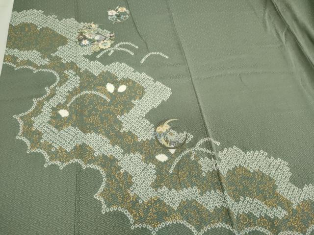 平和屋着物●訪問着 絞り 刺繍 草花文 金彩 鈴乃屋扱い 正絹 逸品 CAAR6524ze