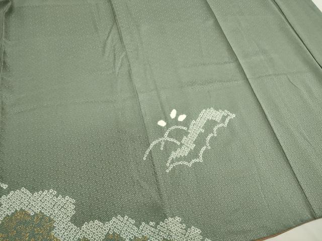 平和屋着物●訪問着 絞り 刺繍 草花文 金彩 鈴乃屋扱い 正絹 逸品 CAAR6524ze