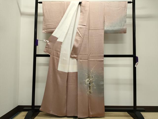 平和屋着物●訪問着 杢目絞り 陶器枝花文 暈し染め 金彩 正絹 逸品 CAAR6541ze