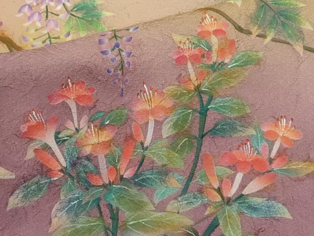平和屋着物●紙芸創作者・横山優 和紙 訪問着 手描き 枝花文 暈し染め 正絹 逸品 CAAR6568ze