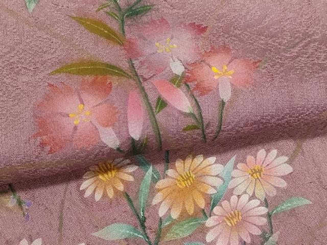 平和屋着物●紙芸創作者・横山優 和紙 訪問着 手描き 枝花文 暈し染め 正絹 逸品 CAAR6568ze