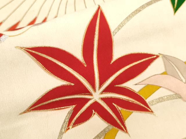平和屋着物∵アンティーク 大正ロマン 女の子 十三参り 子供 祝着 檜扇花車文 金銀彩 逸品 CAAR6748ze