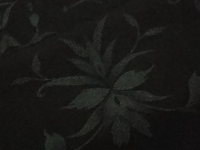 平和屋着物▽上質な小紋 単衣 草花文 黒地 正絹 逸品 CAAR6884dy