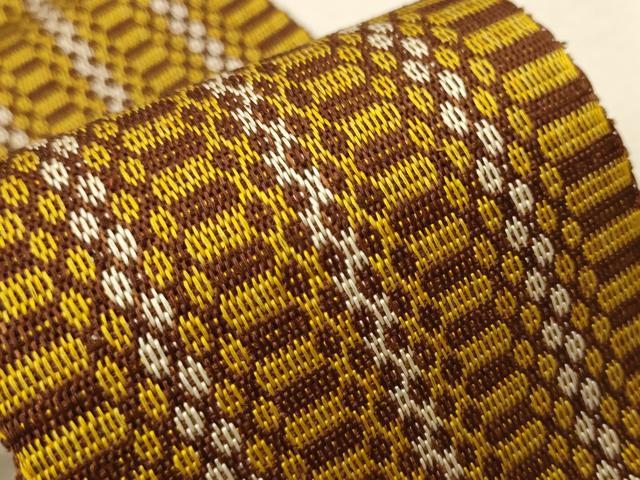 平和屋着物●本場黄八丈 伊達締め 縞 正絹 逸品 CAAR7685hy