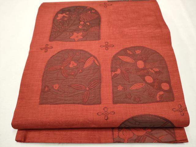 平和屋着物●名門木屋太 今河織物 六通柄袋帯 草花文 正絹 逸品 CAAR7719hy