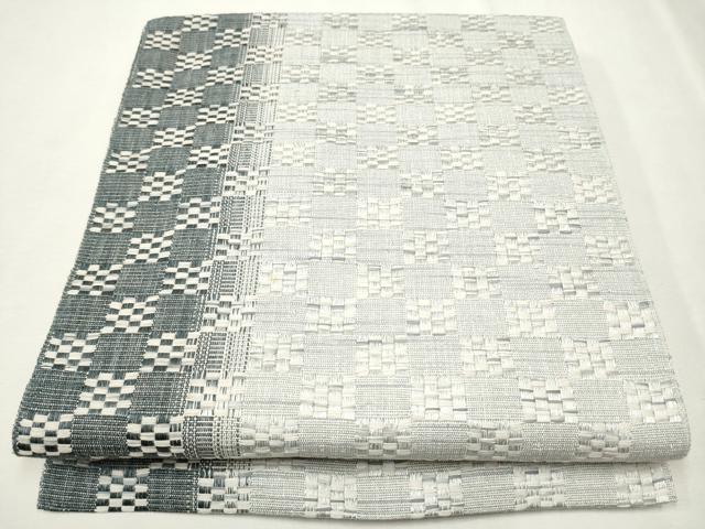 平和屋着物●八寸名古屋帯 市松文様 証紙付き 正絹 逸品 CAAR7810hy