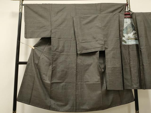 平和屋着物●男性 本場大島紬 アンサンブル 吉祥文 正絹 逸品 未使用 CAAR7827hy