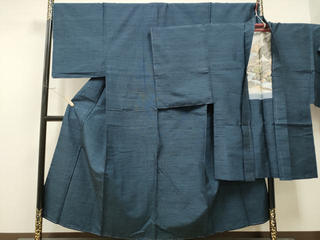 平和屋着物●男性 紬 アンサンブル 霞文 正絹 逸品 CAAR7832hy