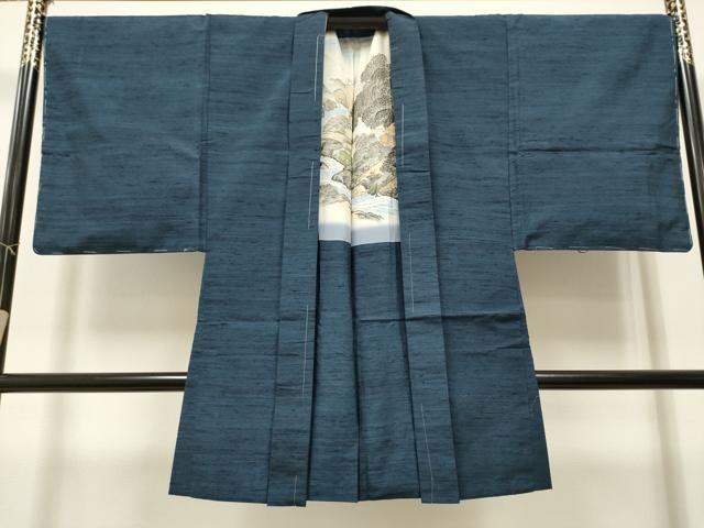 平和屋着物●男性 紬 アンサンブル 霞文 正絹 逸品 CAAR7832hy