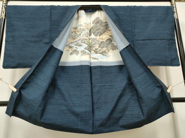 平和屋着物●男性 紬 アンサンブル 霞文 正絹 逸品 CAAR7832hy