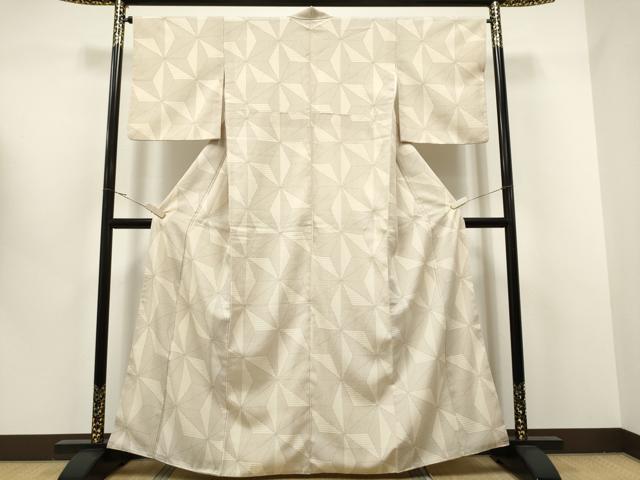 平和屋着物●上質な紬 塩沢絣 麻の葉文様 証紙付き 正絹 逸品 CAAR7844hy