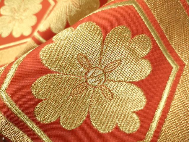平和屋着物●西陣 川島織物 六通柄 本袋帯 亀甲花文 金糸 正絹 逸品 CAAR7873hy