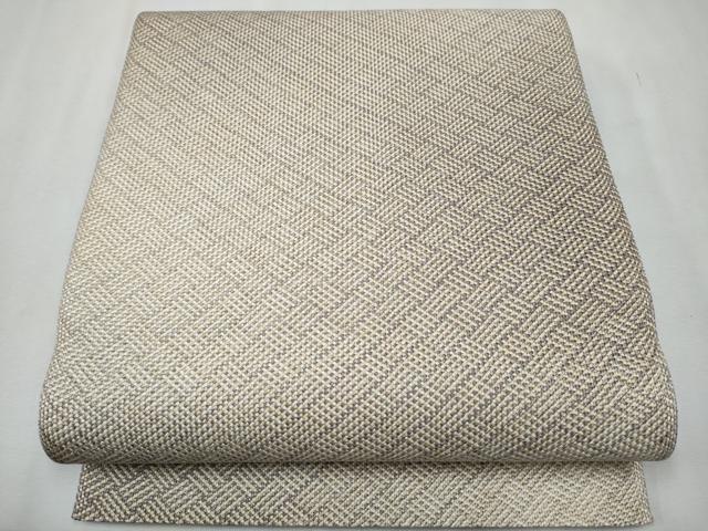 平和屋着物●八寸名古屋帯 組織 網目文 銀糸 正絹 逸品 CAAR7892hy