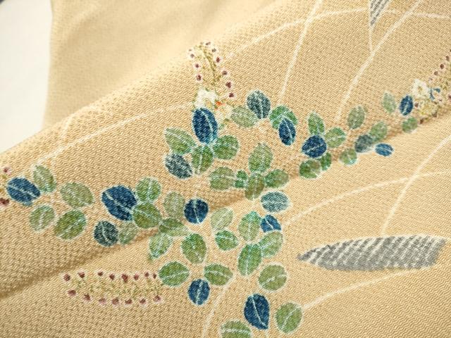 平和屋着物●九寸名古屋帯 草花文 鬼しぼ縮緬 正絹 逸品 CAAR7898hy