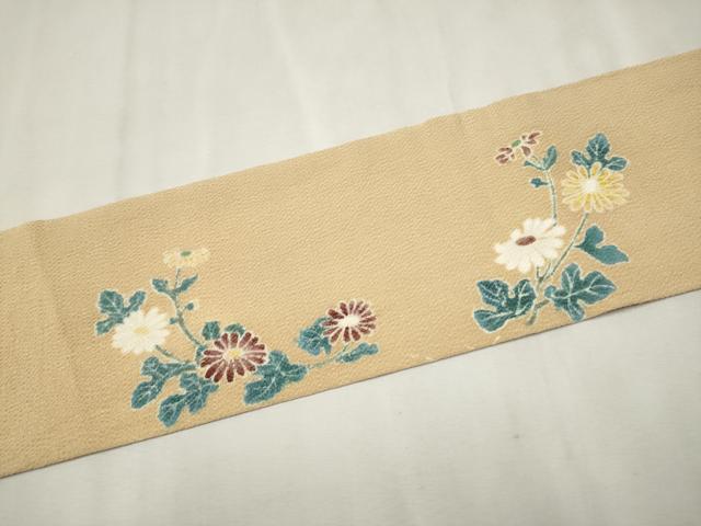 平和屋着物●九寸名古屋帯 草花文 鬼しぼ縮緬 正絹 逸品 CAAR7898hy