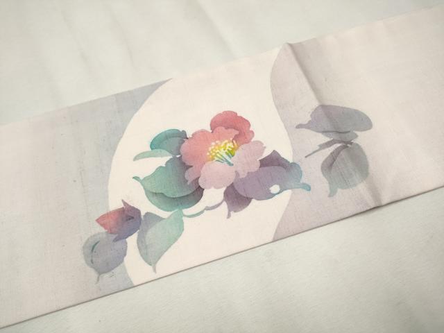 平和屋着物●結城紬 奥順 九寸名古屋帯 作家物 臈纈染め 枝椿 証紙・保証書付き 正絹 逸品 CAAR7905hy