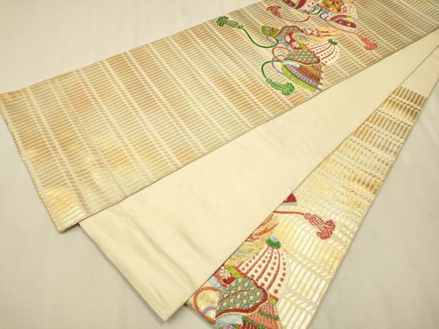 平和屋着物●六通柄 本袋帯 桃山華宵文 金糸 正絹 逸品 CAAR7942hy