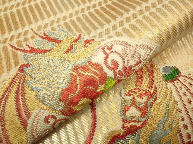 平和屋着物●六通柄 本袋帯 桃山華宵文 金糸 正絹 逸品 CAAR7942hy