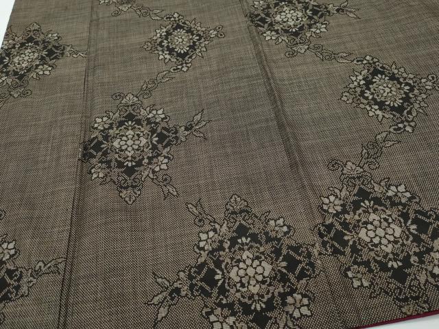 平和屋着物●本場大島紬 7マルキ 泥染め 正倉院花文 正絹 逸品 CAAR8053vf