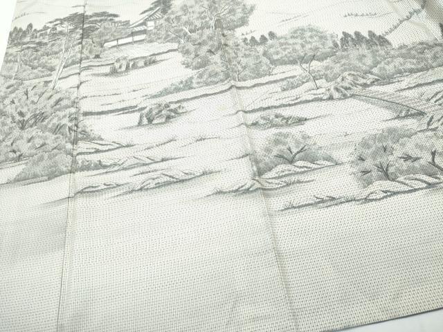 平和屋着物●訪問着 本場染大島紬 作家物 手描き 風景草木文 正絹 逸品 CAAR8063vf