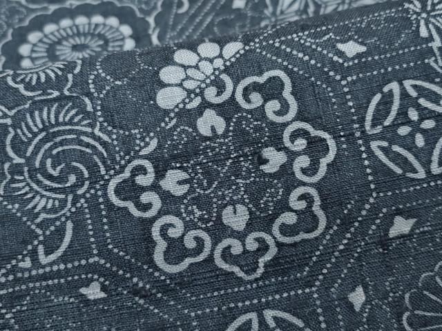 平和屋着物●上質な紬 切嵌花唐草文 正絹 逸品 CAAR8067vf
