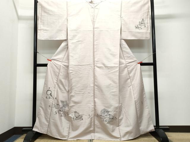 平和屋着物●訪問着 作家物 紬地 瓢箪 河童 正絹 逸品 CAAR8350vf